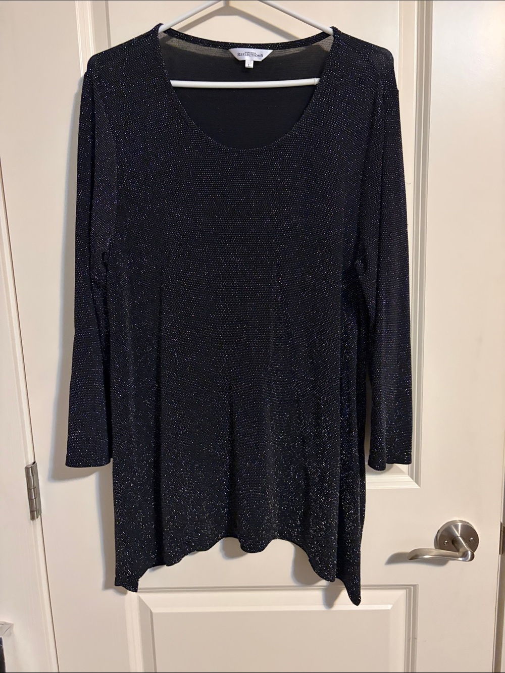 Northern Reflections Black Sparkle Long Sleeve Tunic Top